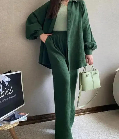 Green shirt pattern coordset