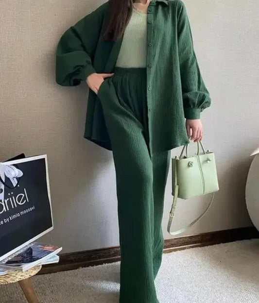 Green shirt pattern coordset